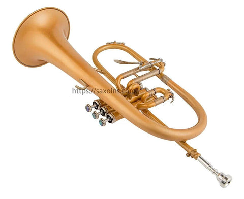 Professional Golden Brass Flugelhorn with Trigger - Classic Design, High-Quality Sound