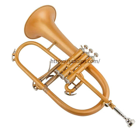 Professional Golden Brass Flugelhorn with Trigger - Classic Design, High-Quality Sound